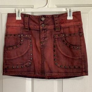 Pink / grey punk rock skirt with rivets